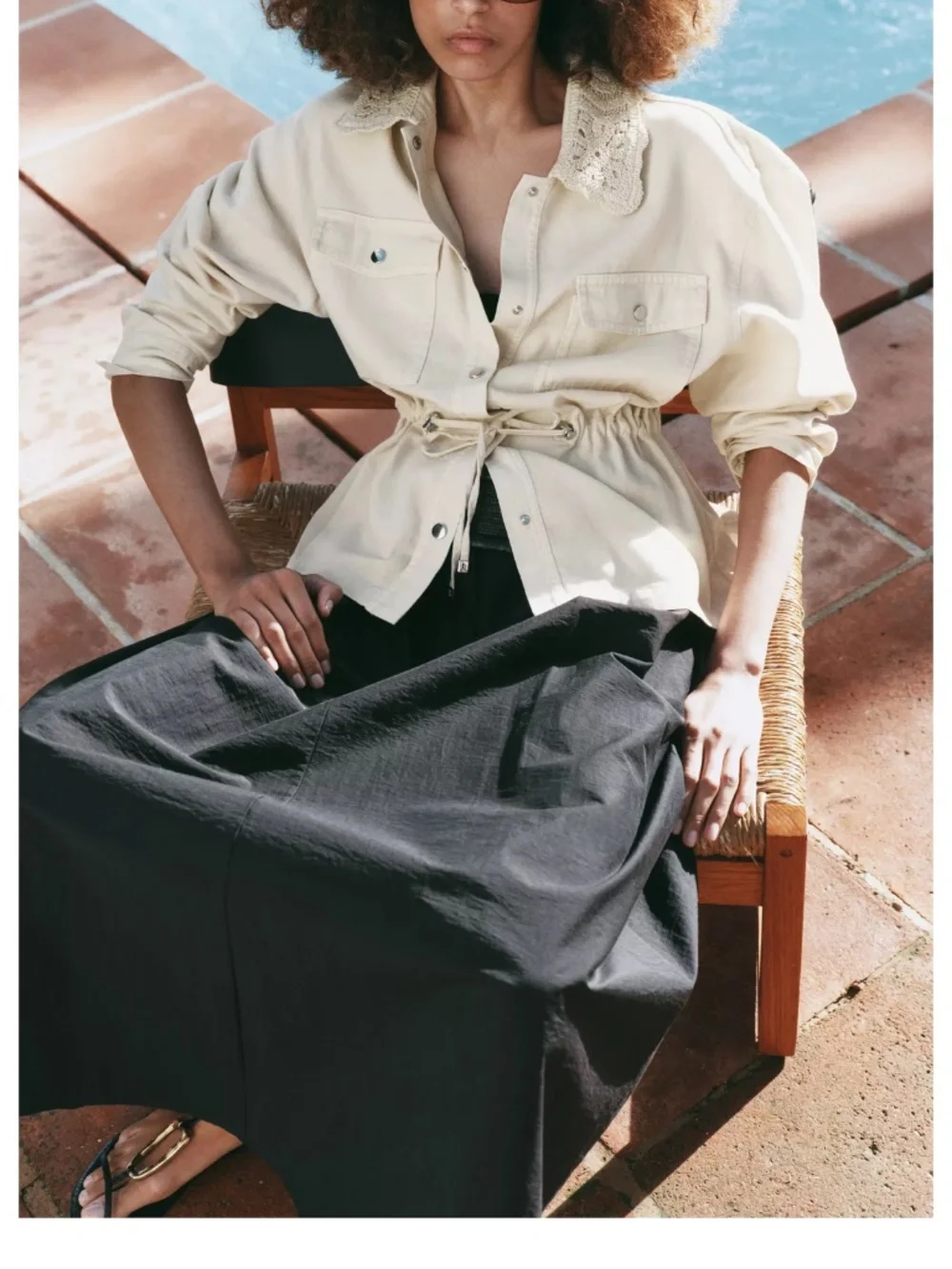 NWT. Zara crochet collar safari jacket